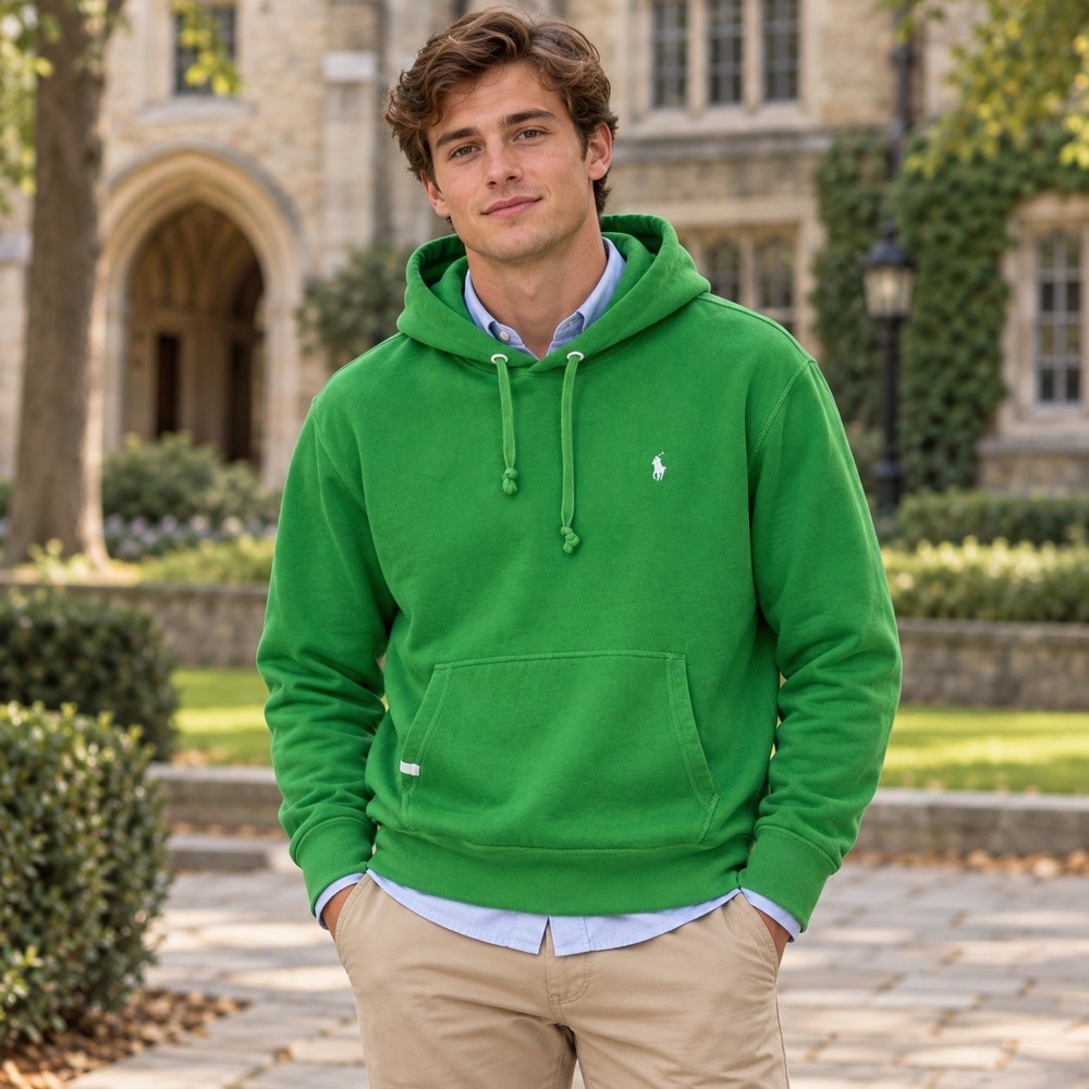 Polo Ralph Lauren Hoodie Mens L Green Performance Pullover Pony Logo Sweatshirt
